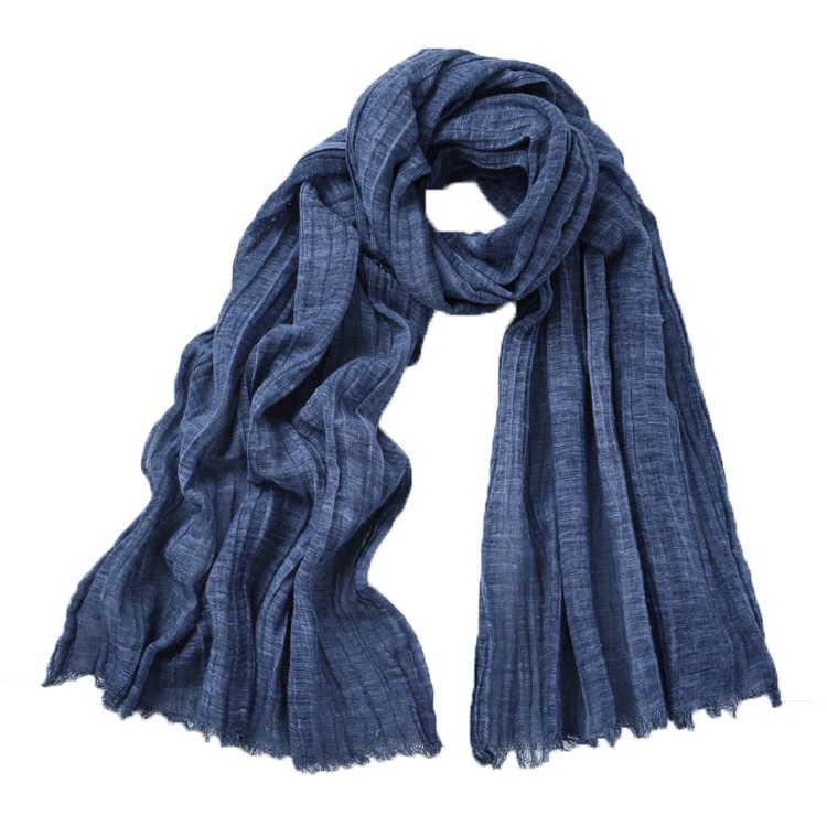 

Unisex Korean Style Bufandas Mens Scarves Pleated Solider Color Scarf Spring Autumn Warm Soft Japanese Cotton Tassel Scarf