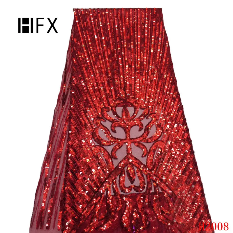 

HFX Pink African 3D Sequins Lace Fabric 2019 High Quality Lace French Sequence Tulle Lace Nigerian Lace Fabrics For Wedding F270
