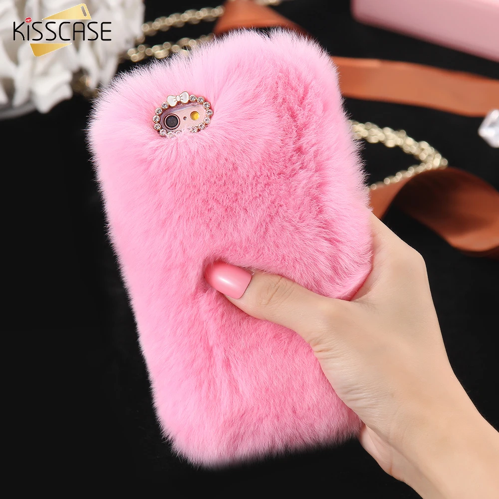 KISSCASE Real Rabbit Fur Case For iPhone 8 6 6s 7 Plus 5S