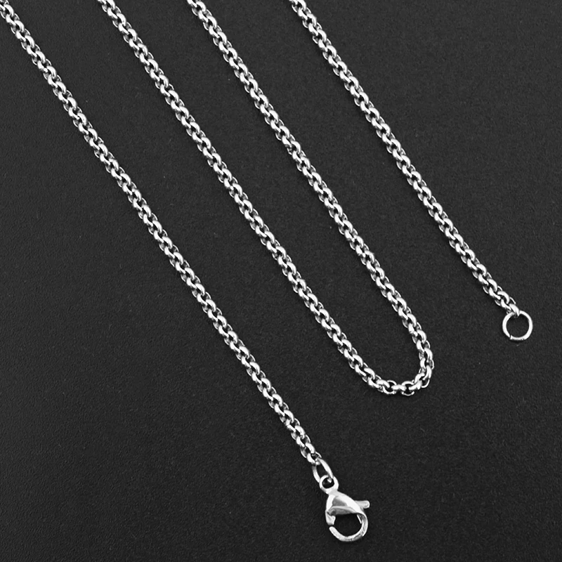 2mm Stainless Steel Brushed Bulls Head Necklace Chain with Secure Lobster Lock Clasp