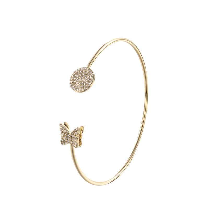 

CHRAN Classic Gold Color Butterfly Design Ladies Bangle Fashion Open End Sparkling Crystal Bracelets for Women