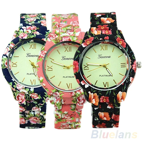2017 Women's Geneva Floral Print Ceramic Style Watches Analog Quartz Wrist Watch NO181 5UVS
