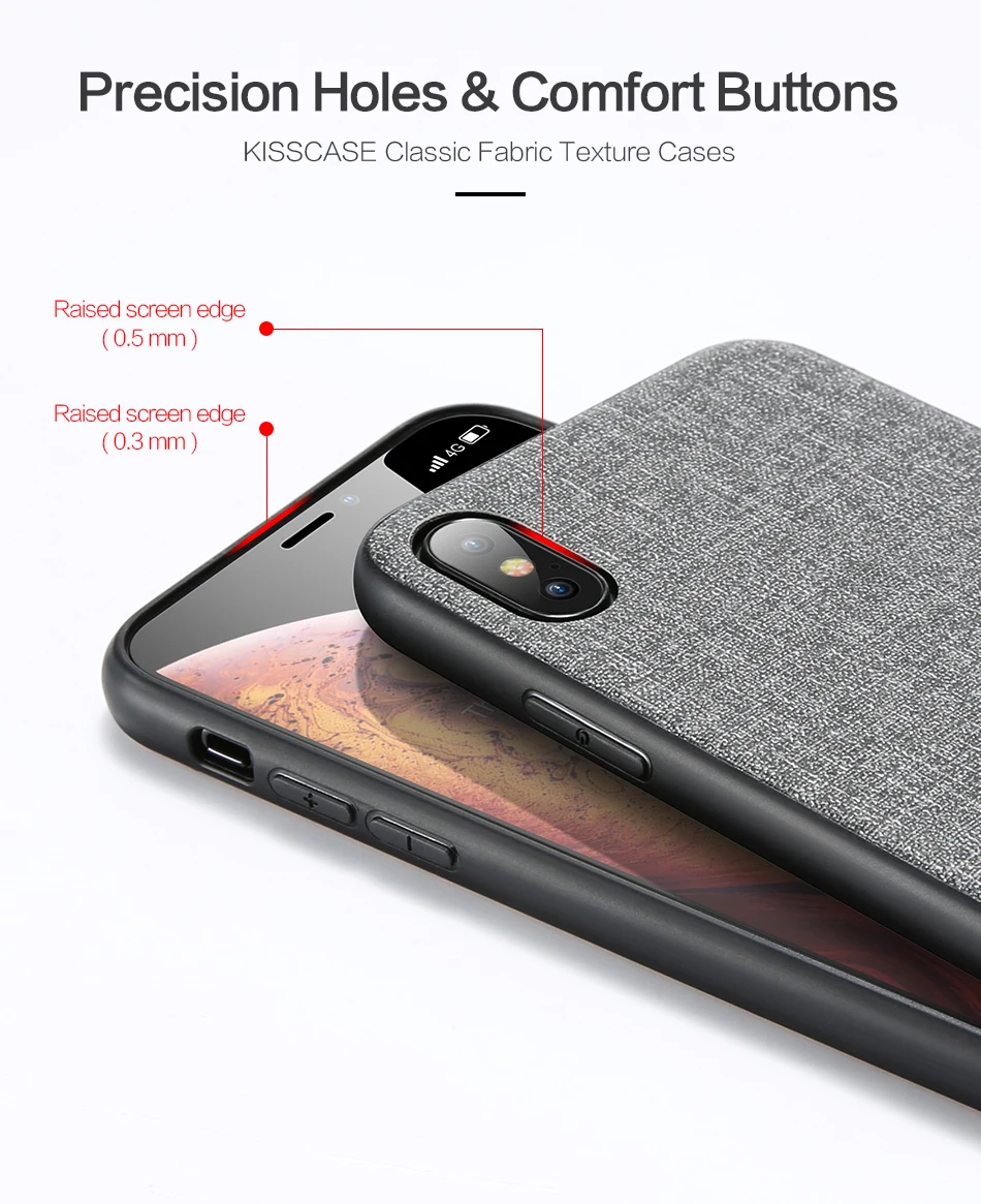 KISSCASE кожаный чехол с текстурой ткани для iPhone 11 XS MAX XR X TPU мягкий чехол для iPhone 7 8 Plus 5 5S SE 6 6S Plus Coque