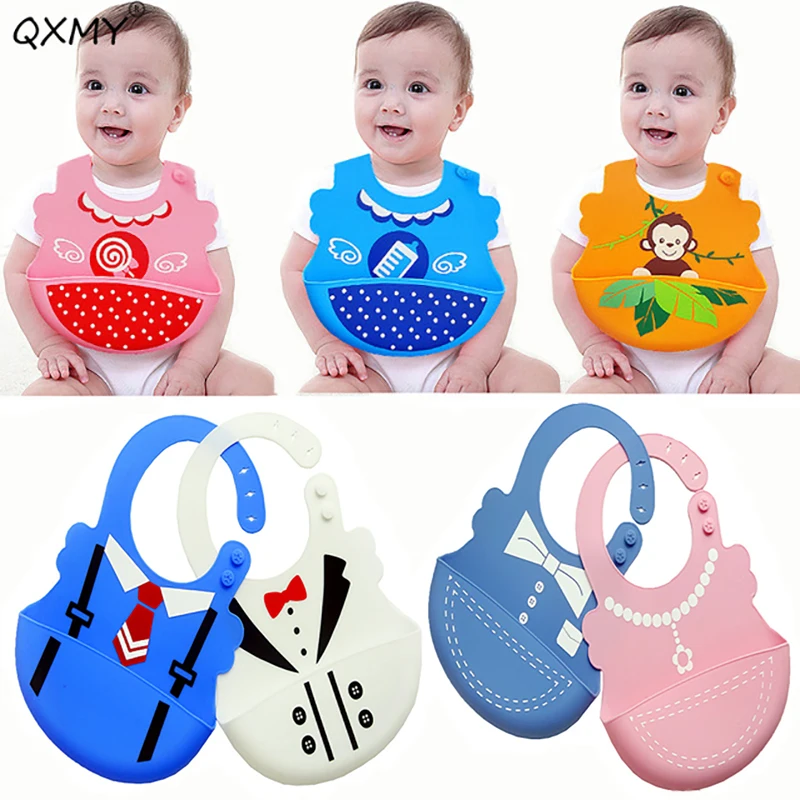 Buy new baby silicone bibs plastic soft waterproof