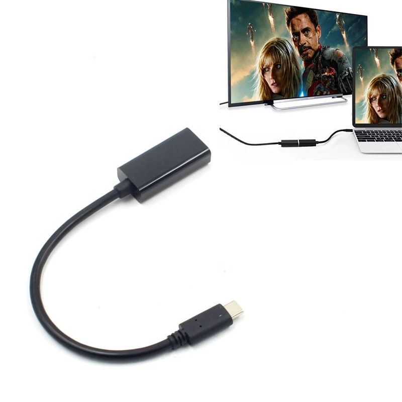 Кабель типа C к HDMI HD USB 3,1 к HDMI компьютерному телефону подключение HDTV проекция - Цвет: Black