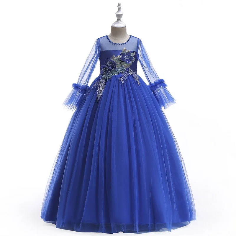 

3-14 Years Girls Summer Flower Lace Wedding Pageant Party Dresses Princess Formal Prom Gowns 2018 Christmas Kid Girl Clothes