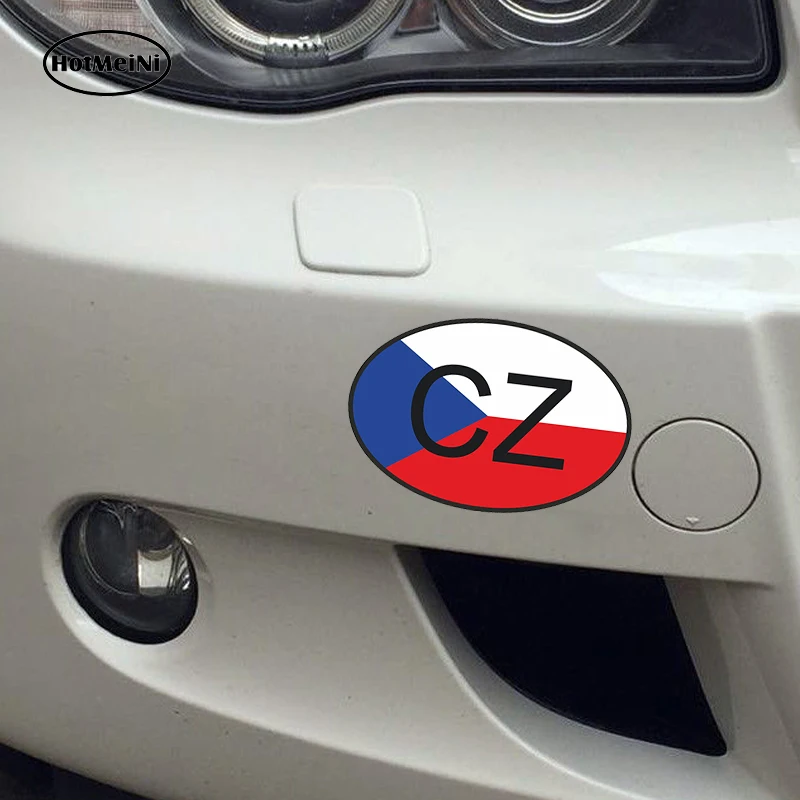 HotMeiNi 13cm x9.1cm Car Styling Cz Czech Republic Country Code Oval With Flag Car Sticker Helmet Waterproof Bumper Accessories