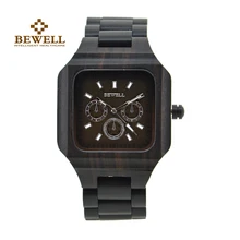 BEWELL мужские деревянные часы, мужские часы ручной работы деревянные брендовые дизайнерские кварцевые часы лучший бренд роскошные деревянные часы Мода 001A