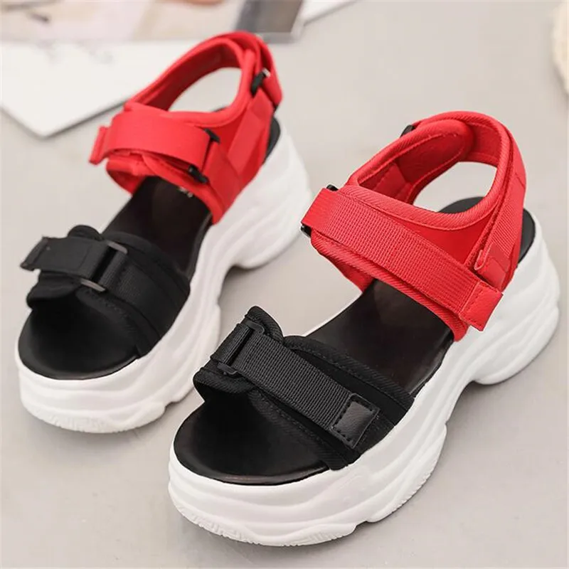 

New Fashion Women Platform Sandals Ladies Casual Peep-toe Wedges Shoes Woman Sandalias Mujer Black White 6cm heel women shoes