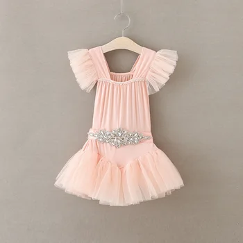 

Sweet Girl Children Clothing Girls Princess Tutu Dress Rhinestone Belt Fashion Party Dresses Clothes Wholesale