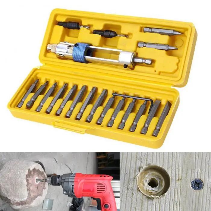 20 pieces of drill driver multi-head screwdriver repair tool wrench hole drill bit kit JA55