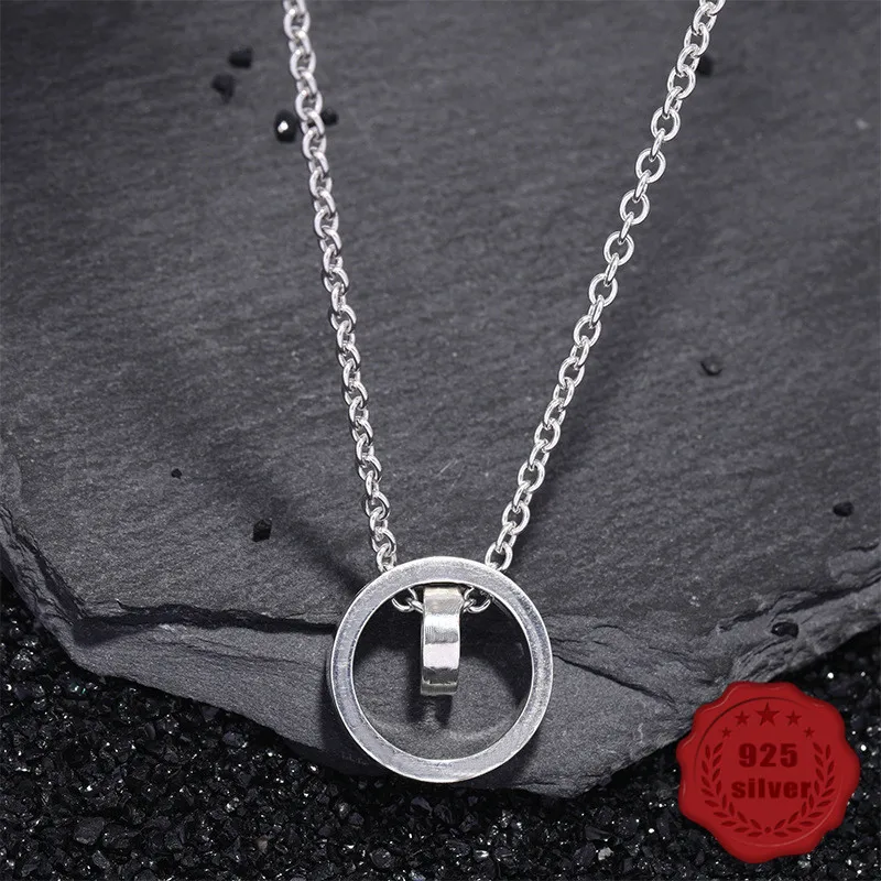 

925 sterling silver pendant personalized fashion round temperament wild letter tide paragraph tag birthday gift hot sale