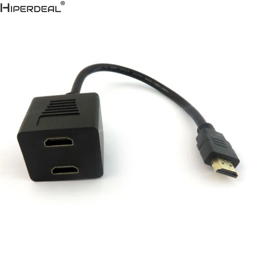 

HIPERDEAL 1080P HDMI Port Male to 2 Female 1 In 2 Out Splitter Cable Adapter Converter Oct30 HW