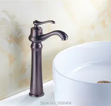 Винтажный стиль античная кран черный высокий ванной faucets латунь отделка умывальник краны бассейна орб горячей и холодной смесители 9048O