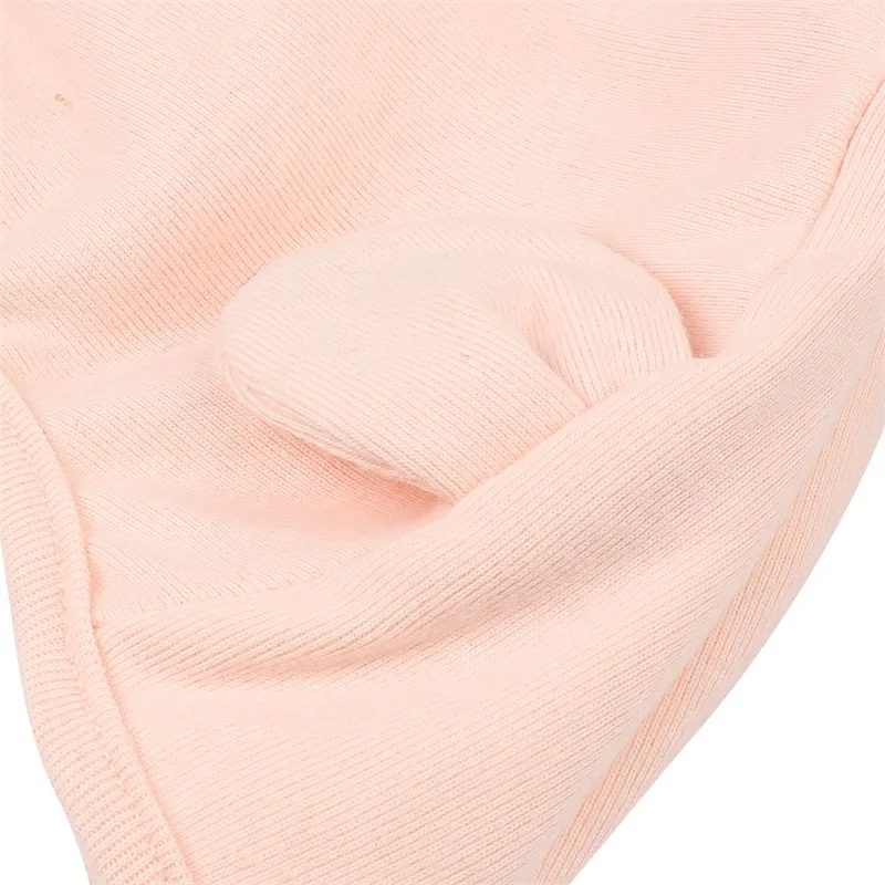 Cotton Cute Baby Girls Hat Lace Up Newborn Baby Beanie Pink White Soft Princess Girls Hat With Ears Spring Baby Girls Clothing (3)