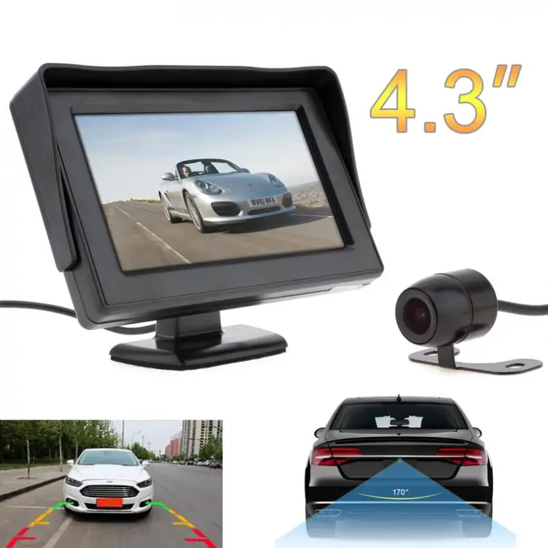 

4.3 Inch HD 480 x 234 Resolution 2-Channel Video Input TFT-LCD Car Monitor + Water-Resistant Car Rear View Camera