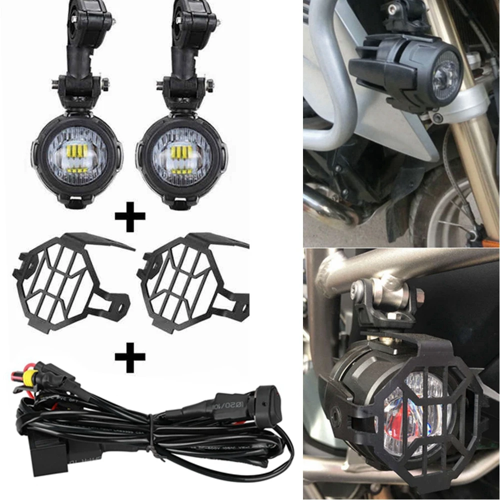 

1Set Motorcycle Universal LED Auxiliary Fog Light Assemblie Driving Lamp 40W Headlight For BMW R1200GS ADV F800GS K1600