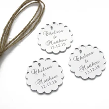 50 шт Персонализированные Выгравированные пользовательские зеркальные Свадебные бирки конфеты коробка этикетка с эмблемой любовь бирки-цветы с джутовая Лента Декор сувениры 1,57"