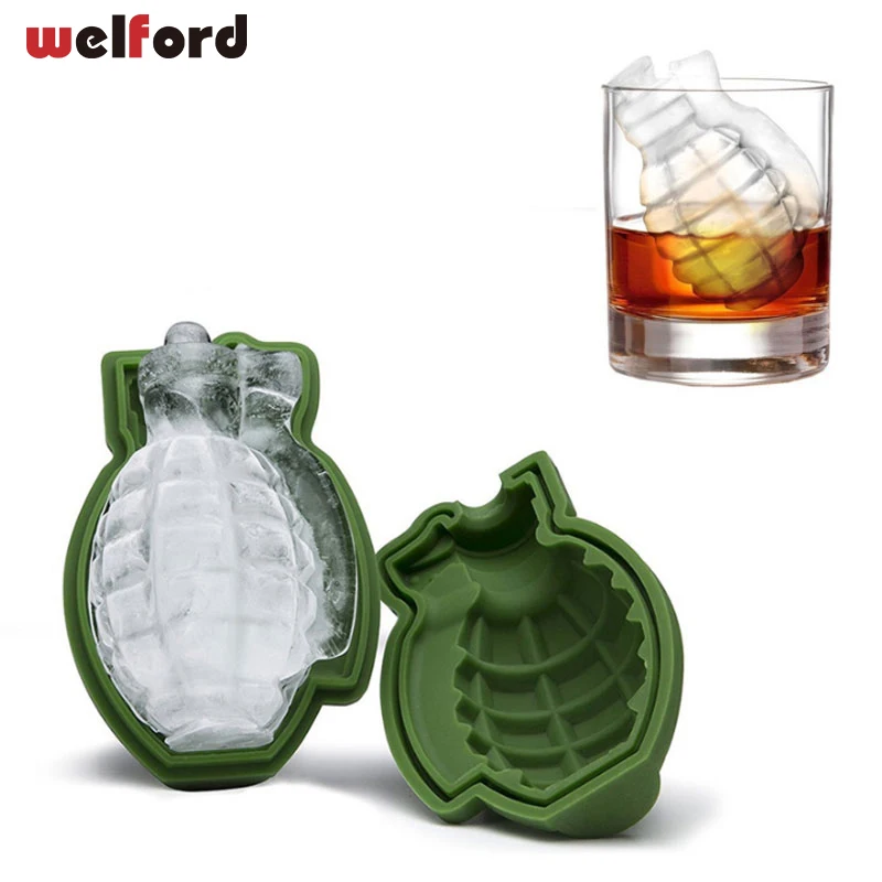 

3D Grenade Shape Ice Cube Mold Maker Bar Pub Beer cooler Accessories Silicone Trays Mold Kitchen Tool A Great Mens Gift