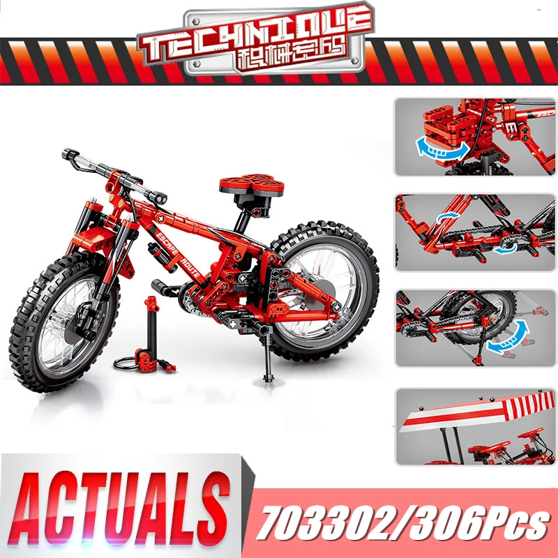Legoing Technic Series 306Pcs Mountain Bike Kits Model Building Blocks Brick Educational Toys For Children Kid Gift