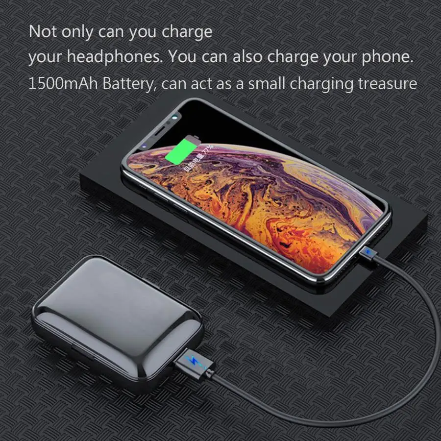Kuulee TWS Bluetooth Headphones V5 0 Wireless Headphones HIFI Earbuds Stereo Bass Headset Earphone with Charging Box Mic