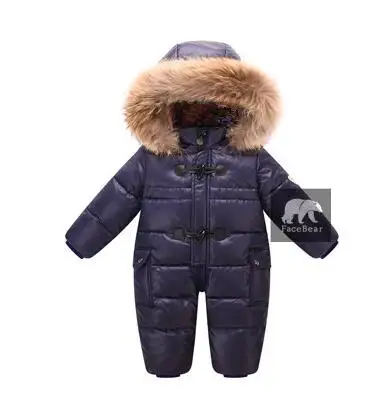 Orangemom/зимняя куртка с флисовой подкладкой для девочек; пальто; куртка с наполнителем из 90% утиного пуха; зимнее пальто для малышей; детский зимний комбинезон; теплый комбинезон - Цвет: Navy