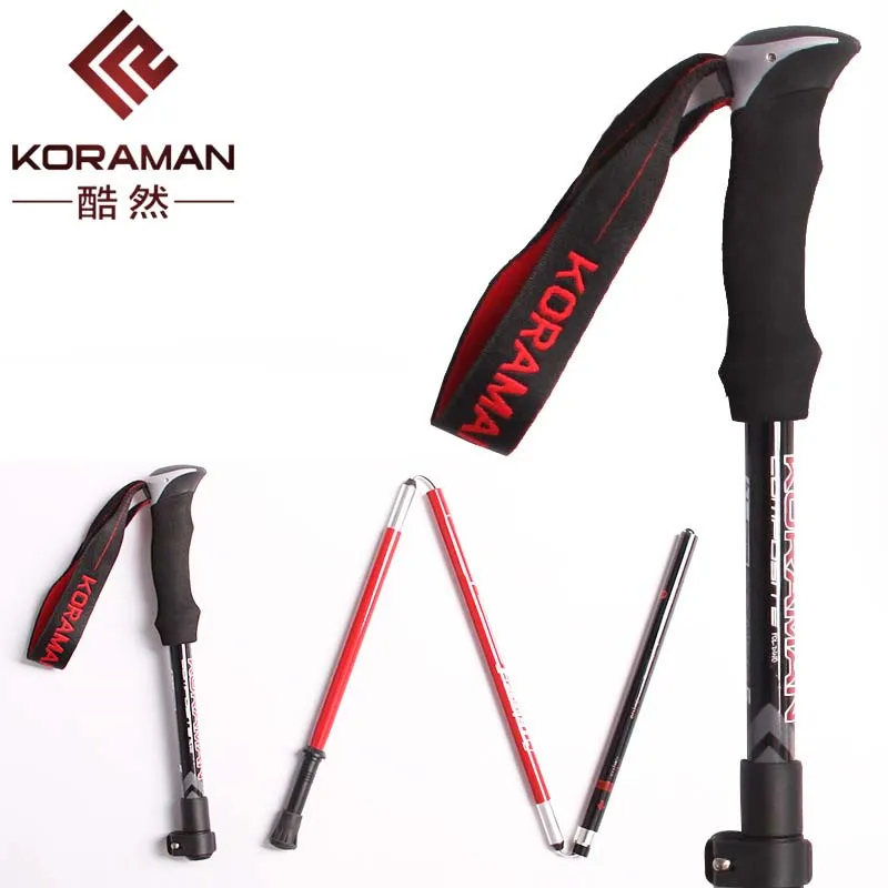 

High Quality 2020 Outdoor Telescopic folding sticks carbon alloy lock multifunctional mountaineering walking stick Straight Grip