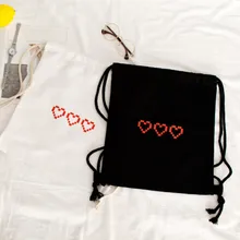 Рюкзак на шнурке, школьный рюкзак для шоппинга, студенческий спортивный хлопковый рюкзак на шнурке, черный белый мешок с завязками