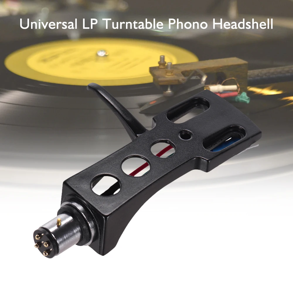Universal LP Disc Record Player Phono Turntable Headshell 4-pin Aluminum Alloy with OFC Leadwires for Direct-drive Turntable
