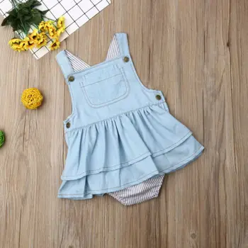 

Baby Clothing Newborn Infant Baby Girl Blue Denim Jeans Romper Jumpsuit Clothes Outfits