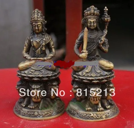

bi00448 Pair of 100% Chinese Pure Bronze Kwan-yin Statue