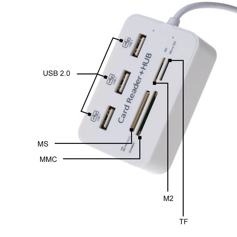 Twofro Micro usb-хаб 2,0 комбинированный кард-ридер все в одном высокоскоростной USB разветвитель адаптер USB 2,0 концентратор 3 порта для ПК ноутбук