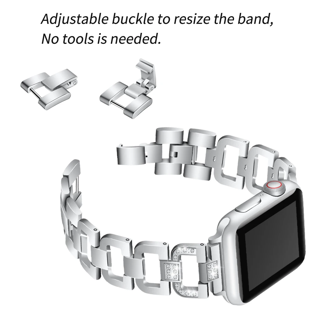 Ремешок Joyozy из нержавеющей стали для Apple Watch, стразы, бриллиантовый ремешок 38 мм, 42 мм, серия для Apple Watch 40 мм, 44 мм, серия 4