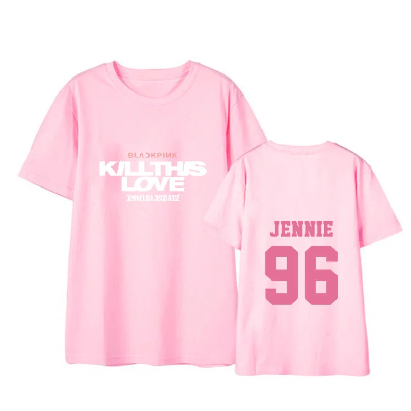 BLACKPINK альбом KPOP убить LOVE»; хлопковая Футболка Для женщин модные летние футболки для мальчиков; летняя популярная Harajuku короткий рукав Футболка Топы - Цвет: jennie