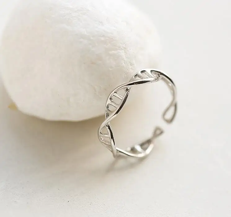 Jisensp New Fashion Biology DNA Rings for Women Minimalist Chemistry Molecule Rings Men Double Helix Anel Ring Bague bijoux