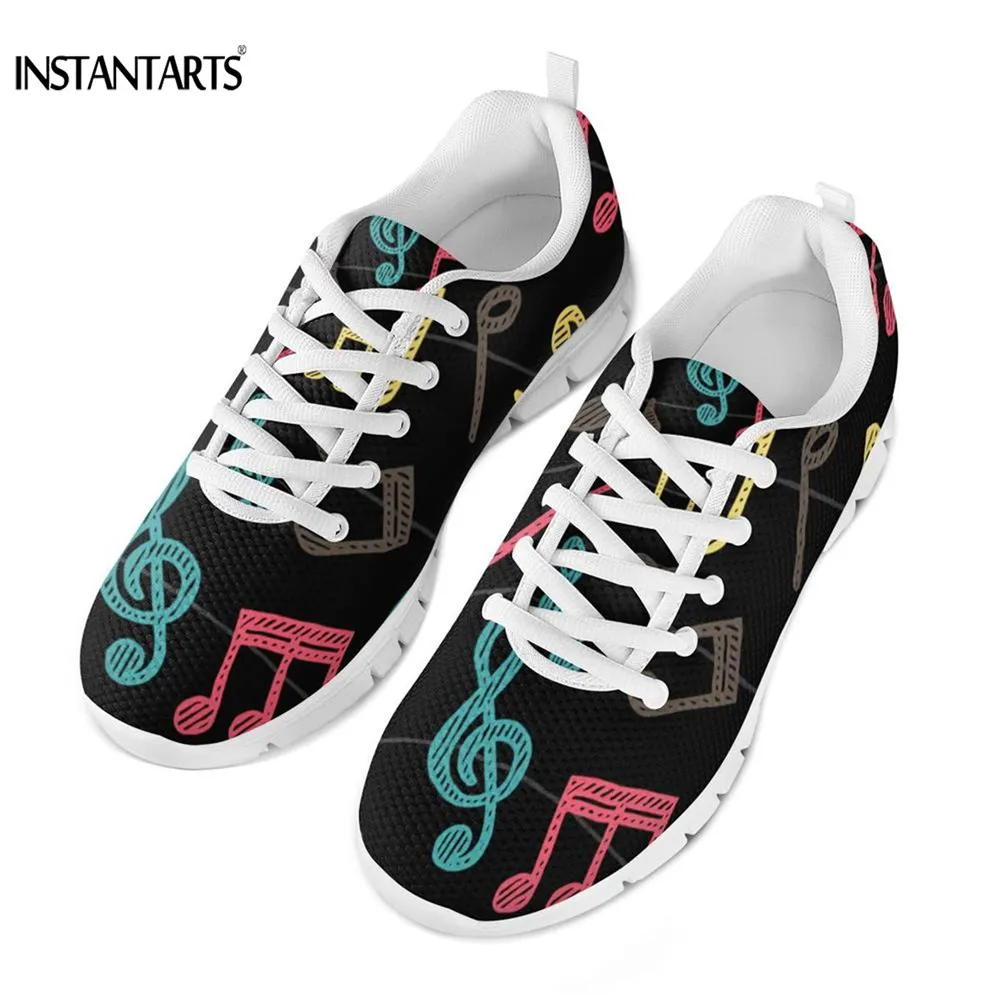 

INSTANTARTS Music Tote Pattern 2019 Sneakers Women Casual Flats Air Mesh Walking Shoe Cool Ladies Student Outside Shoes Zapatos