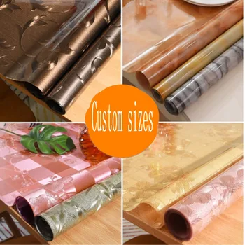 

2020 new transparent printed tablecloth soft glass tablecloth waterproof and oil-proof kitchen table cover household barbecue ut