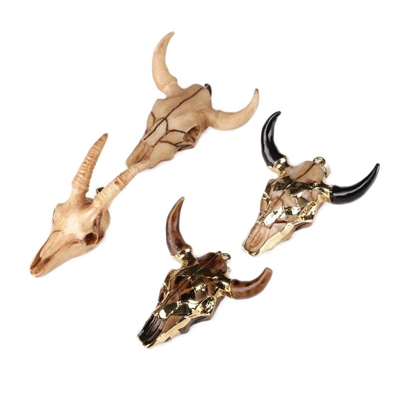 

New Design Animal Head Shape Pendants Bone Inlay Rhinestone Cow And Sheep Head Pendants For Necklace Holy Stuff Men Jewelry