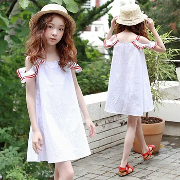 

2019 new brand Girl Sling dress Summer baby princess dress kids holiday dress toddler cotton clothes off shoulder cute,#3826
