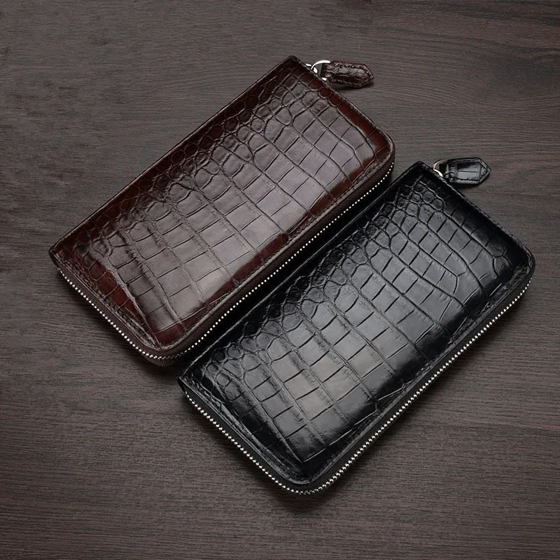 

Man Business Cow Leather Wallets Crocodile Skin Business Affairs Bag Purses Men Long Clutch Genuine Leather Wallet Card Holder