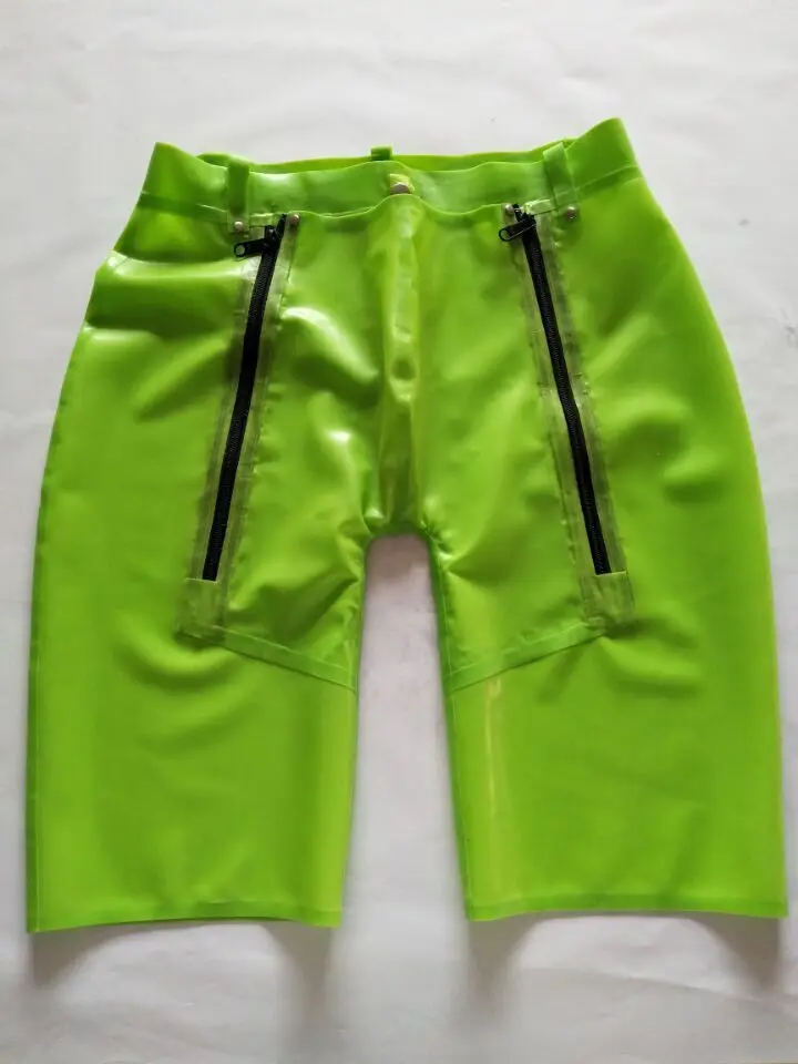 

Pure 0.4mm Rubber Underwear Apple Green With Black Double Zipper On Both Sides Size XXS-XXL