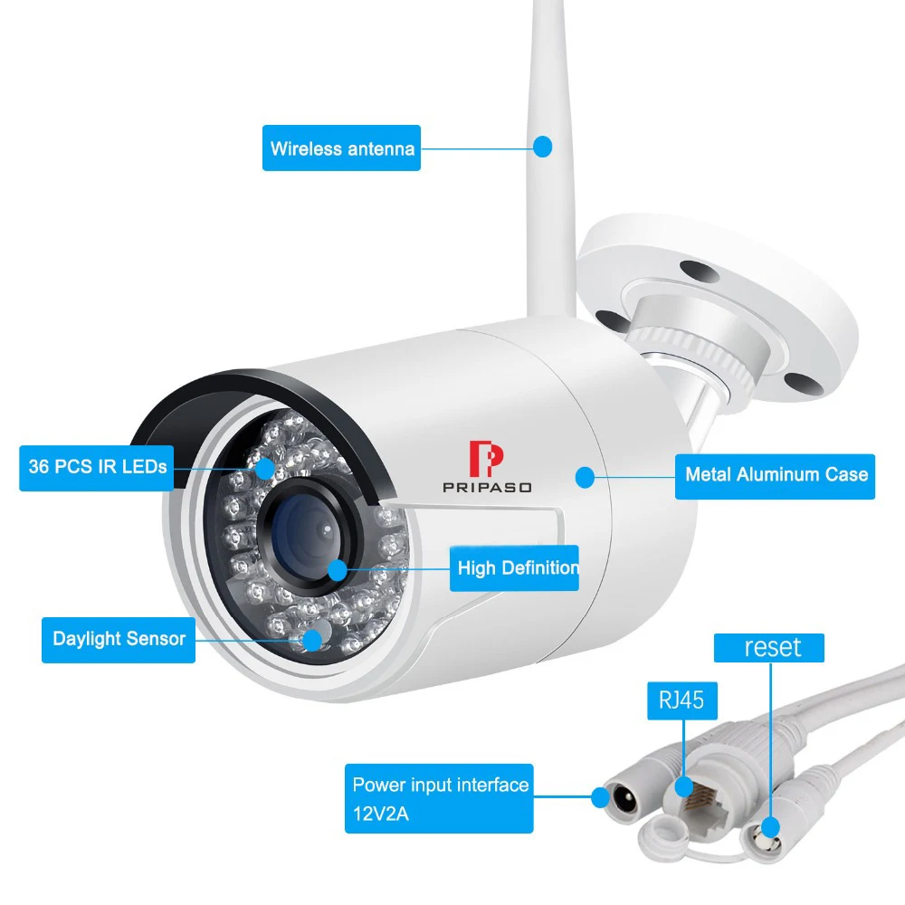 Беспроводная камера видеонаблюдения PRIPASO 1080P водонепроницаемая 2 МП HD Wi Fi IP P2P