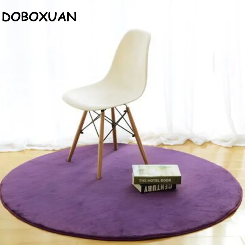 

Japanese Style Thick Fur Round Carpet Solid Color Purple Green Red Gray Rug Children Room Living Room Bedroom Bathroom Floor Mat