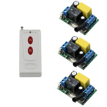 

AC220V 1CH 10A Relay Learning Code Gate Garage Door Led Light Remote Control Switch 3pcs Receiver with Transmitter 315/433Mhz