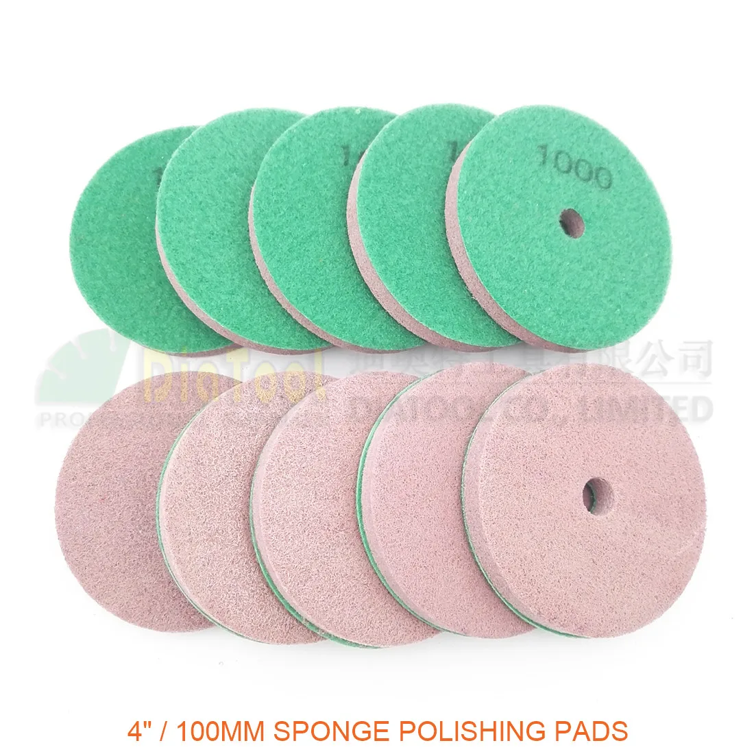 SHDIATOOL 10pk 4 Sponge Polishing Pads For Soft Stone Marble Artificial Stone Terrazzo Grit #1000 Dia 100MM