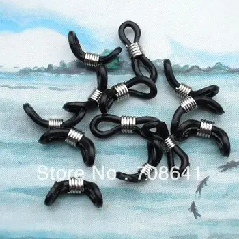 

50Pcs/Lot 20x4mm Adjustable Black Rubber Silver tone Coil Cord Ends Holders for DIY Sunglass Eyeglass Chain Holder