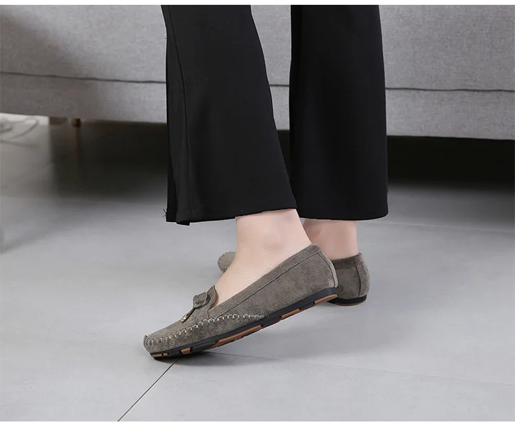 scrub flock metal bowtie flats single shoes women trendy shallow bow round toe slip-on loafers brief solid soft bottom moccasins