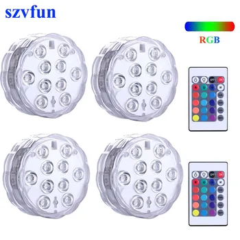 

Szvfun LED Waterproof Light Battery Operated Underwater Lights Submersible LED RGB IP67 Piscina for Pool Wedding Party Fish Pond