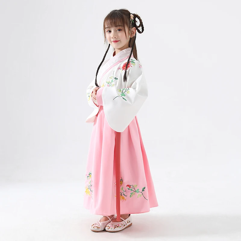 Костюм Hanfu в китайском стиле, сказочное платье, китайские древние традиционные детские костюмы, китайский народный танец, наряд для выступлений, DQL780