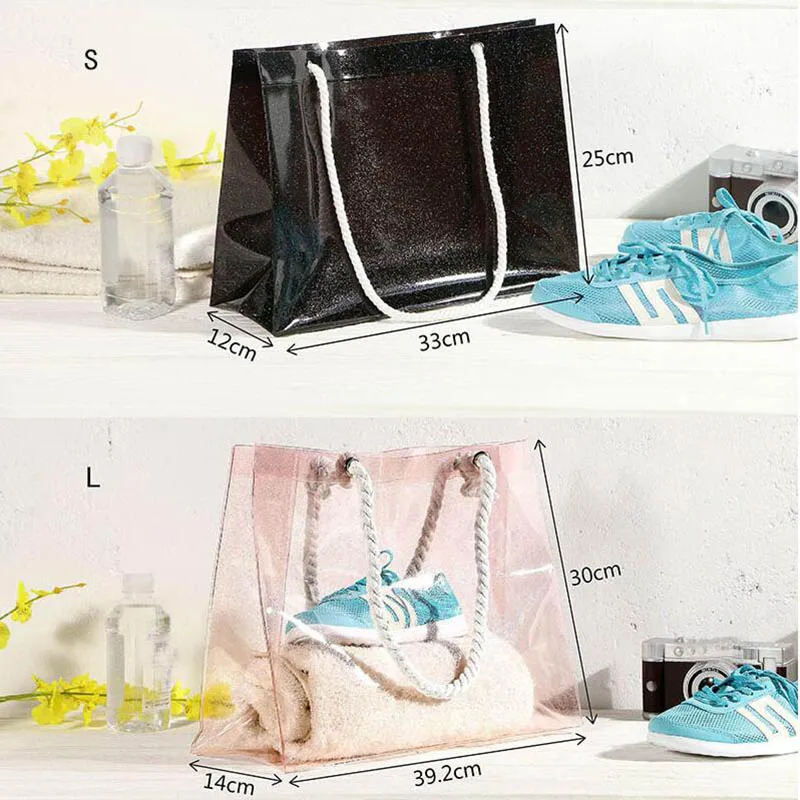 ETya ПВХ прозрачная косметичка для путешествий, водонепроницаемые косметички, сумка-тоут, пляжная сумка, сумка для хранения, большая емкость, качественная сумочка
